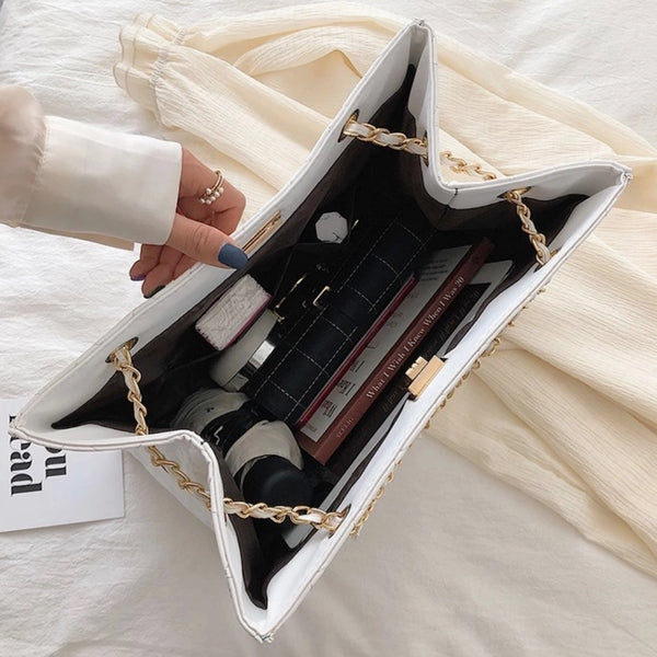 Serena Quilted Handbag- White