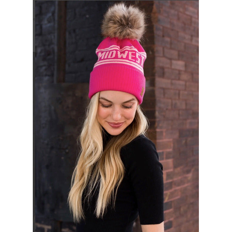 Midwest Beanie- Bright Pink