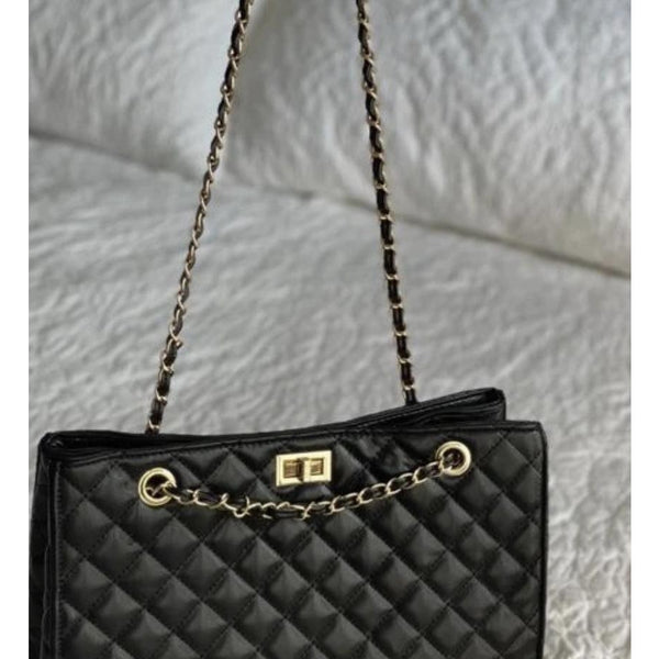 Serena Quilted Handbag- Black