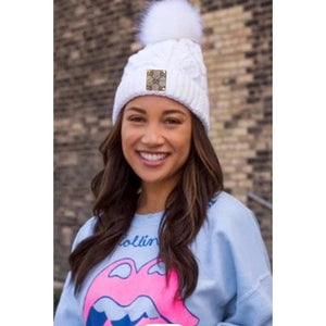 Upcycled GG White/White Pom Beanie