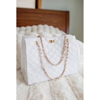 Serena Quilted Handbag- White