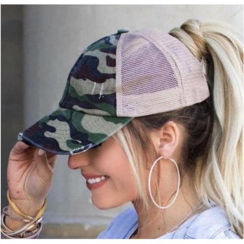 LV Upcycled Camo Criss Cross Ponytail Trucker Hat Leopard Print Leathe –  Amethyst & Opal