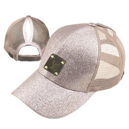 Champagne Upcycled Glitter Baseball Hat