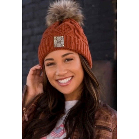 Upcycled GG Burnt Orange Beanie