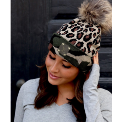 Upcycled Leopard & Camo Beanies - Camille Bryanne