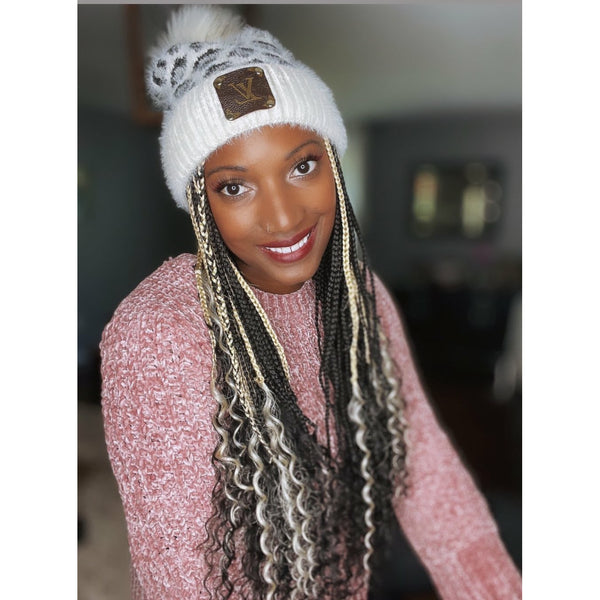 Off-White Upcycled Soft Leopard Beanie