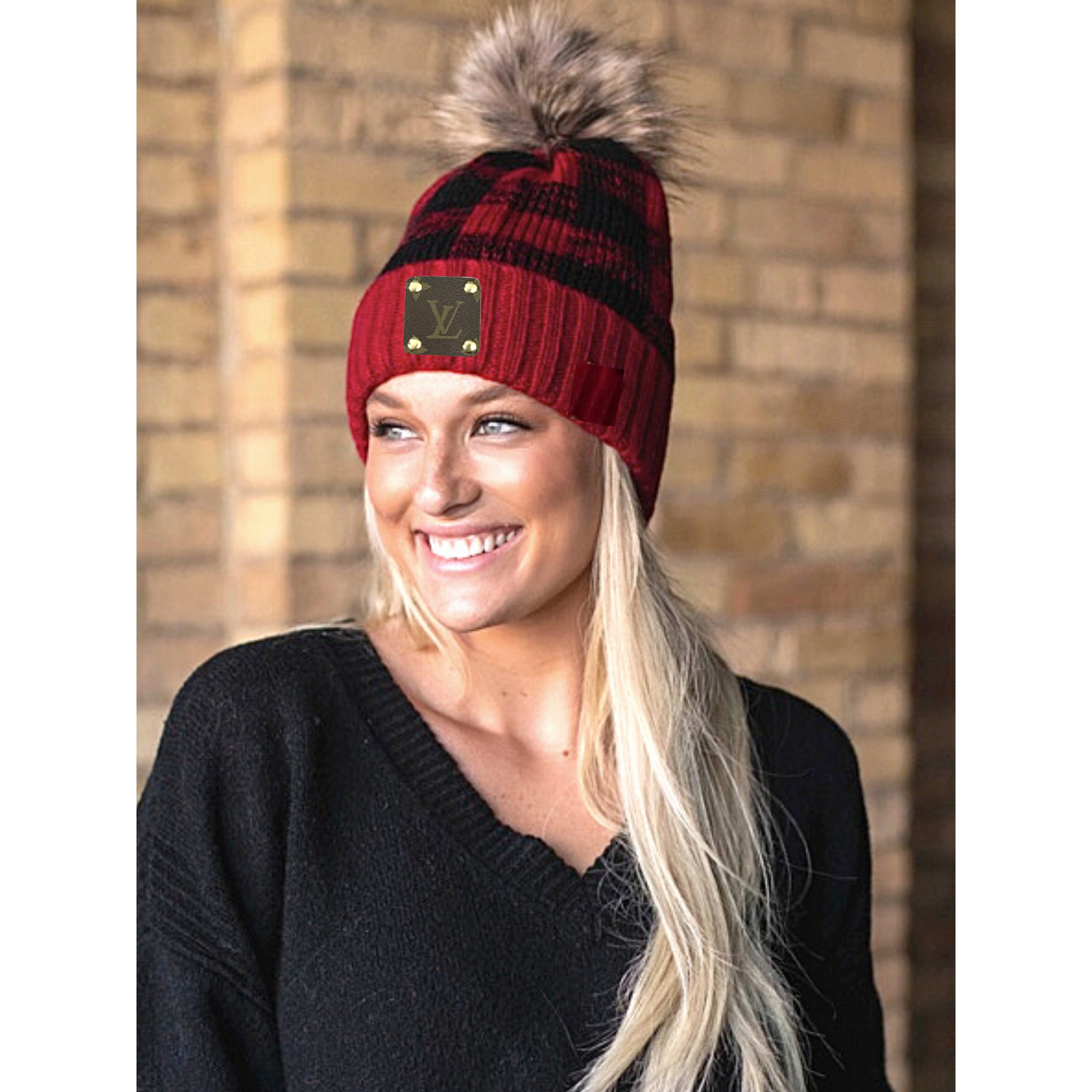 Upcycled Red Buffalo Plaid Beanie