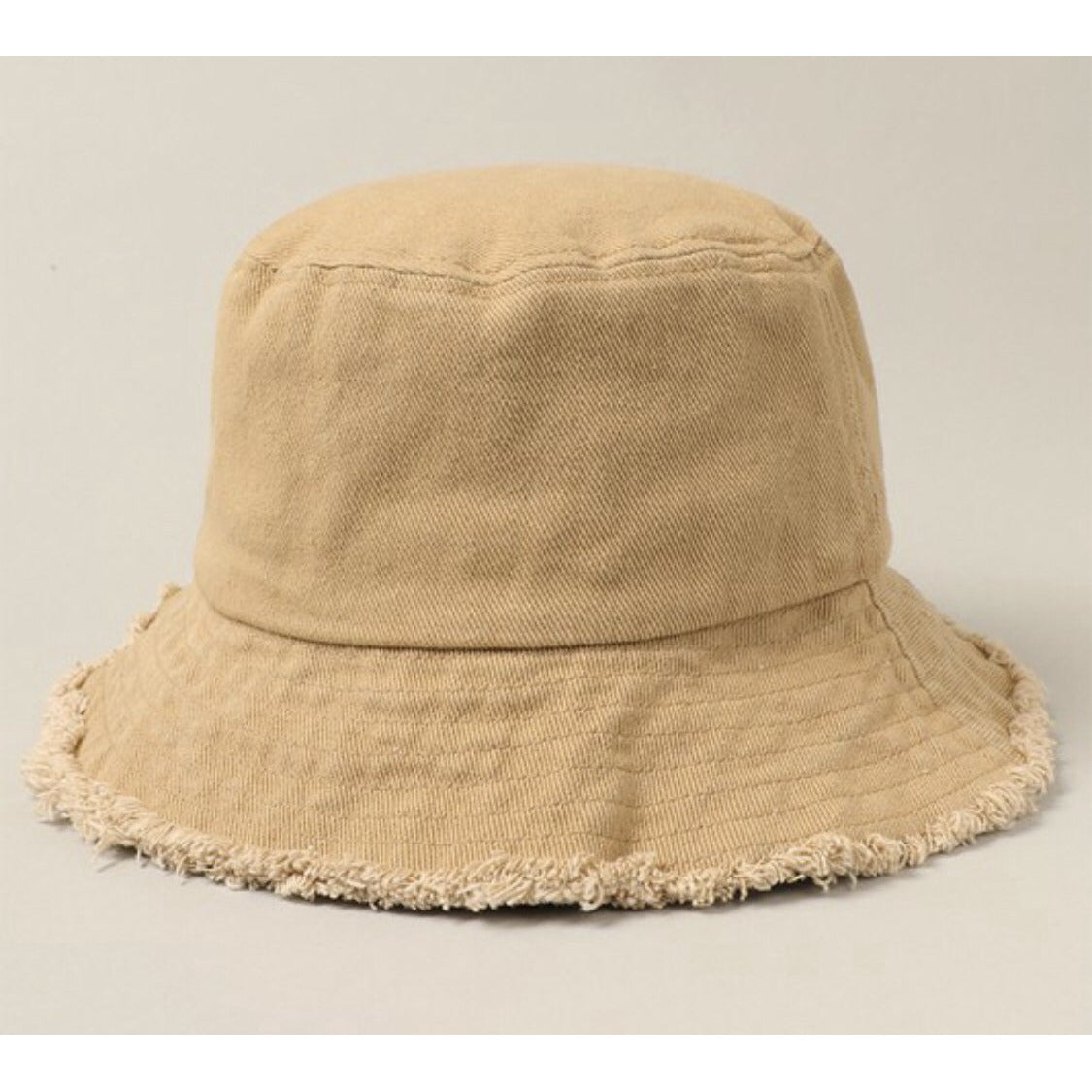 Tan Bucket Hat- Freyed Edges