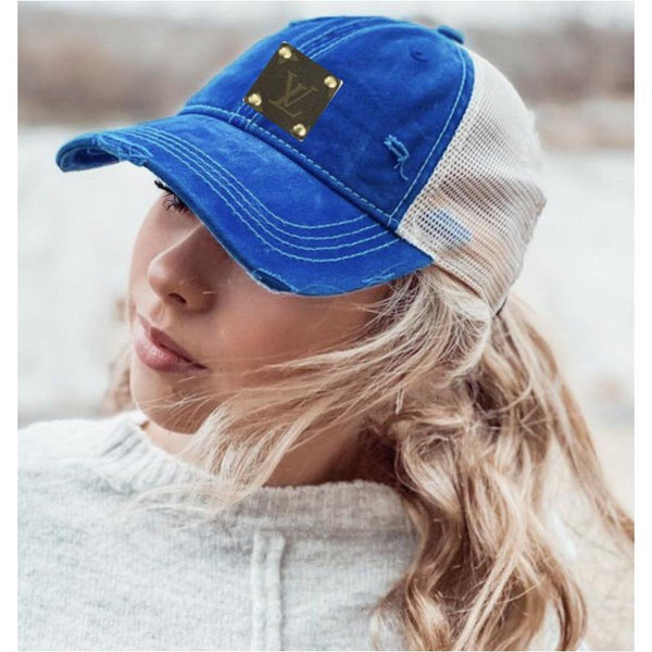 Upcycled Distressed Denim Baseball Caps - Camille Bryanne