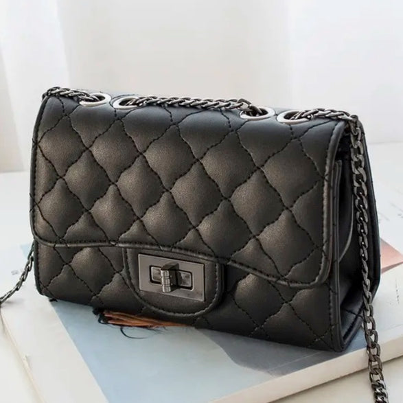 Quilted Crossbody Bag - Black