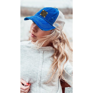 Upcycled Distressed Denim Baseball Caps - Camille Bryanne