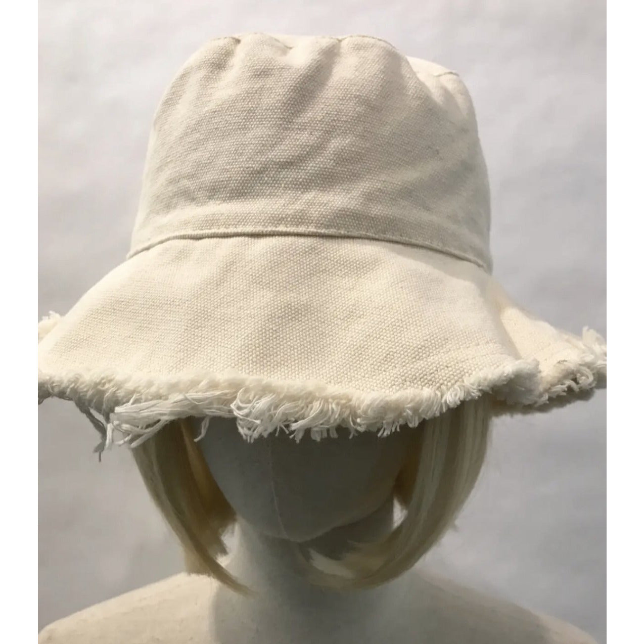 Cream Bucket Hat- Freyed Edges