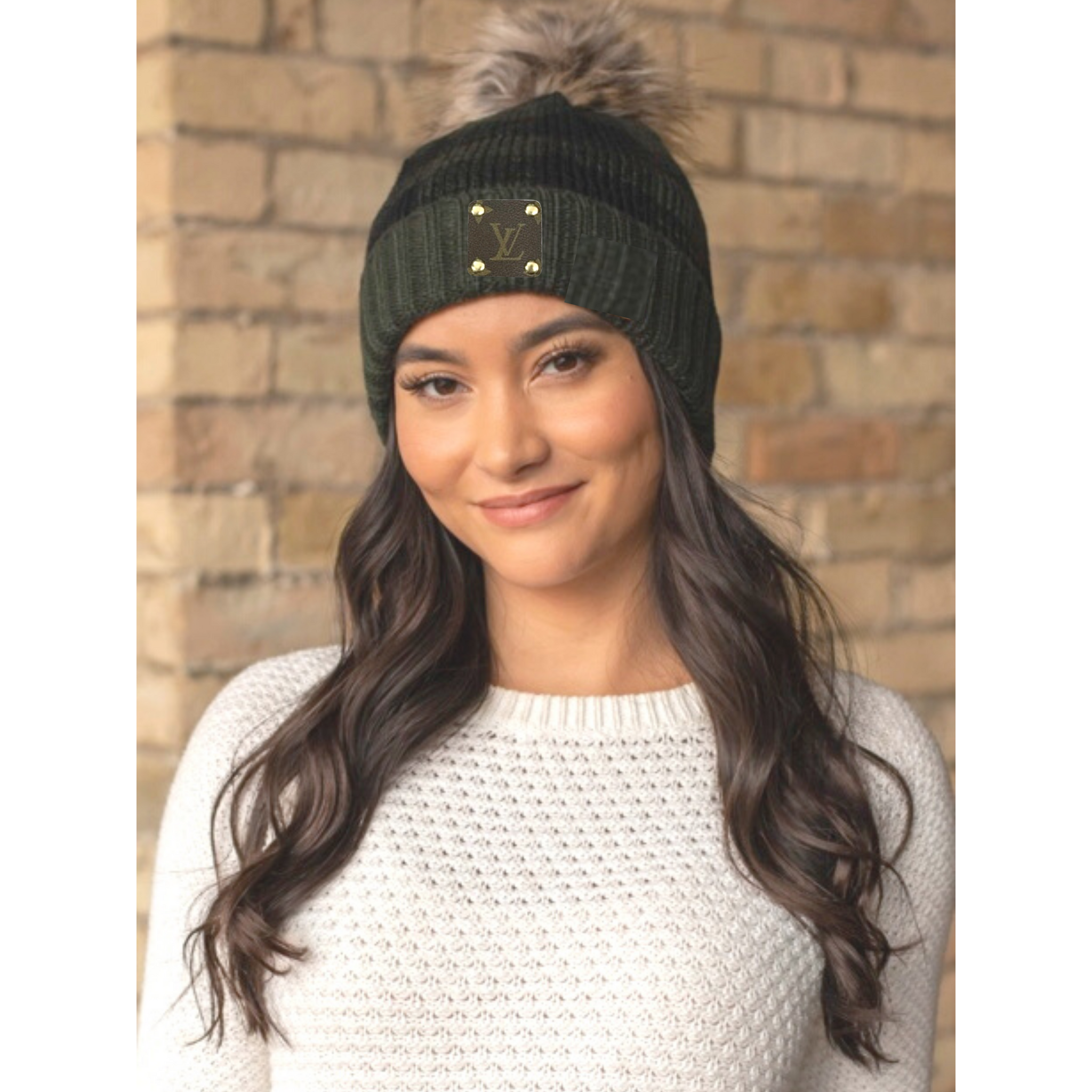 Upcycled Hunter Green Buffalo Plaid Beanie