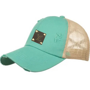 Seafoam Upcycled Distressed Denim Baseball Hat