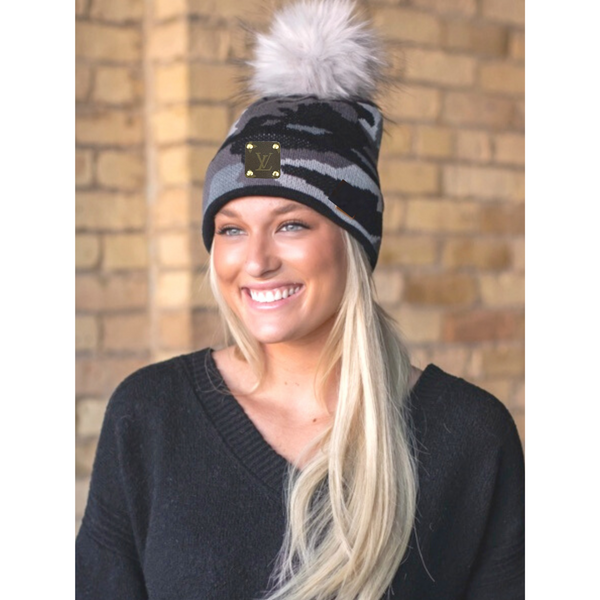 Upcycled Grey Camo Beanie
