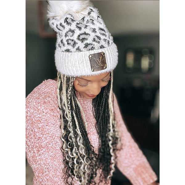 Off-White Upcycled Soft Leopard Beanie