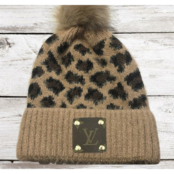 Camel Upcycled Soft Leopard Beanie