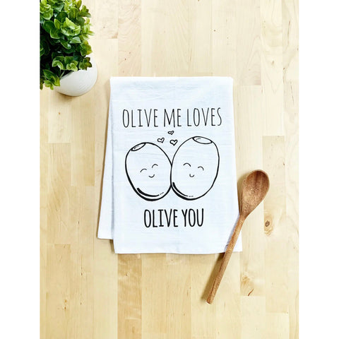 Olive Me Loves Olive You Handmade Tea Towel